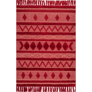 NULOOM Chandy Textured Wool Red Area Rug