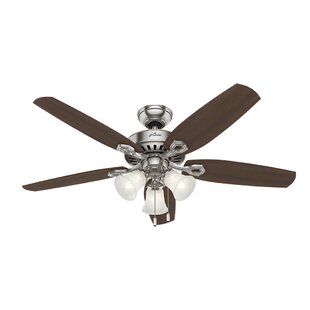 HUNTER FAN Builder Plus 52" 5 - Blade Standard Ceiling Fan with Pull Chain and Light Kit Included