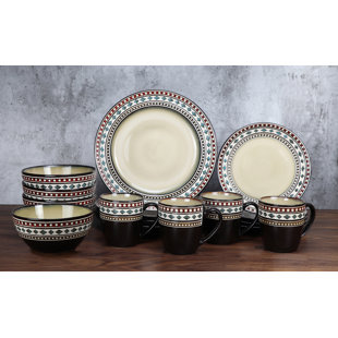 LORREN HOME TRENDS 16 Piece Stoneware Dinnerware Set - Service for 4