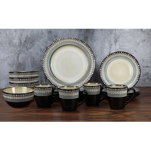 LORREN HOME TRENDS 16 Piece Stoneware Dinnerware Set - Service for 4