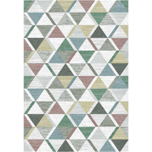 ZIPCODE DESIGN Adame Geometric Machine Woven Green/White/Lime Area Rug