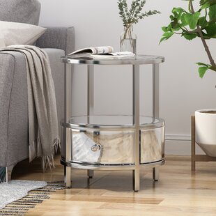 ROSDORF PARK Cameron Glass Top End Table with Storage