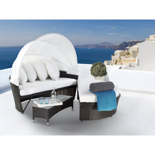 DAKOTA FIELDS Leola 158cm Wide Outdoor Patio Daybed with Cushions (Set of 3)