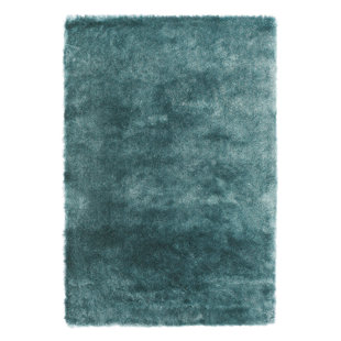 ROSDORF PARK Makaila Solid Colour Machine Woven Machine Tufted Aqua Area Rug