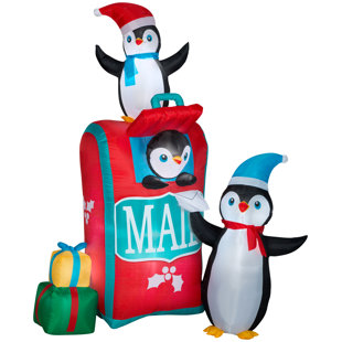 GEMMY INDUSTRIES Mailbox with Penguins Scene Inflatable