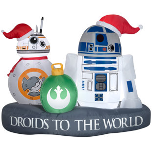 GEMMY INDUSTRIES Stylized R2-D2 and BB-8 Droid to the World Scene Star Wars Inflatable