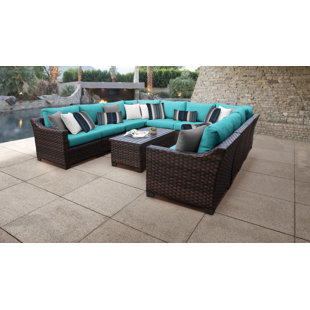 KATHY IRELAND HOMES & GARDENS BY TK CLASSICS River Brook 10 - Person Outdoor Seating Group with Cushions
