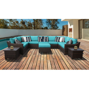 KATHY IRELAND HOMES & GARDENS BY TK CLASSICS River Brook 10 - Person Outdoor Seating Group with Cushions