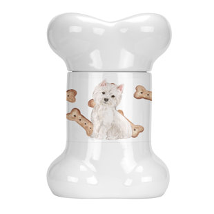 TUCKER MURPHY PET™ Westie Highland Terrier Bone Shaped Pet Treat Jar