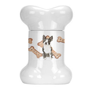 TUCKER MURPHY PET™ Boston Terrier Bone Shaped Pet Treat Jar