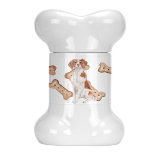 TUCKER MURPHY PET™ Brittany Spaniel Bone Shaped Pet Treat Jar