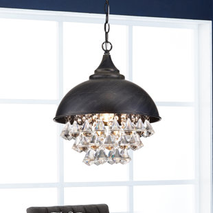 MERCER41 Lamoreaux 1-Light 13.8" Antique Black Crystal Chandelier