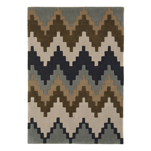 GEORGE OLIVER Hargrove Chevron Hand Woven Chocolate Area Rug