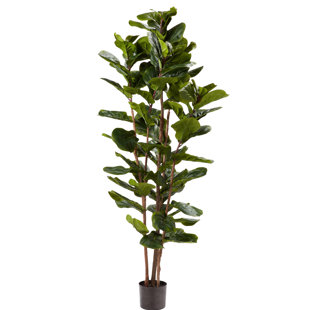 PURE GARDEN 182.88cm Faux Fiddle Leaf Fig Tree in Planter