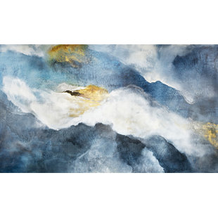 JHR ART Dusk Drifting by Jennifer Hollack Raboin - Painting on Canvas in Blue/White/Gold