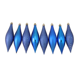 NORTHLIGHT SEASONAL 8ct 4-Finish Shatterproof Finial Drop Christmas Ornament