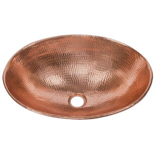 PREMIER COPPER PRODUCTS 17" Oval Wired Rim Vessel Hammered Copper Sink in Polished Copper