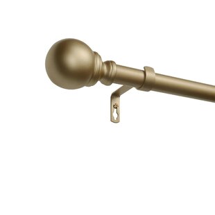 RED BARREL STUDIO® Deantrei Exclusive Home Sphere 1" Curtain Rod and Coordinating Finial Set, Adjustable