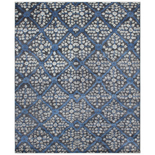 BLOOMSBURY MARKET Fredson Hand Woven Hand Knotted 301cm X 243cm Blue/White Area Rug