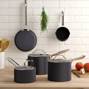 Anolon Professional Hard Anodised Milk Pan, Saucepans and Fry Pan, Black