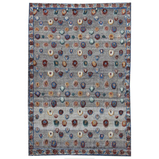 LATITUDE VIVE Lalma Polka Dots Hand Woven Hand Knotted 166cm X 248cm Grey Area Rug