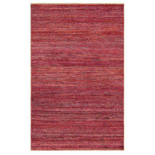 LATITUDE VIVE Landgraaf Striped Hand Woven Hand Knotted Red Area Rug