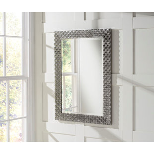 MERCER41 Framed Wood Wall Mounted Accent Mirror in Grey