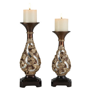 ROSDORF PARK Polyresin Tabletop Candlestick with Candle Included