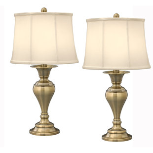 MEDALLION LIGHTING Dover 29" Satin Antique Brass Table Lamp (Set of 2)
