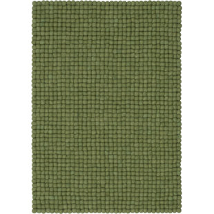 MYFELT Round Solid Colour Hand Woven Hand Knotted Dark Green Area Rug