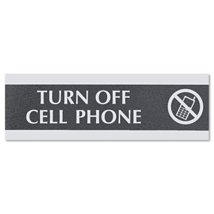 U.S. STAMP & SIGN Century Series "Cell Phones Must Be Turned Off" Sign, 9 x 1/2 x 3, Black/Silver