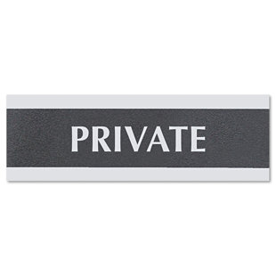 U.S. STAMP & SIGN Century Series "Private" Sign, 9w x 1/2d x 3h, Black/Silver