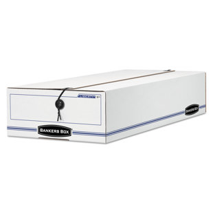 BANKERS BOX® Liberty Storage Box, Check/Voucher, 9 x 23-1/4 x 5-3/4, White/Blue, 12/Carton