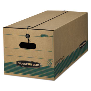 BANKERS BOX® FastFold Tie Close Box, Letter, 15 x 24 x 10, Kraft/Blue, 12/Carton