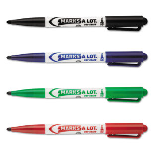 Marks-A-Lot® Pen Style Dry Erase Markers Avery Consumer Products Plastic / Acrylic 4 Pack Dry-Erase Marker