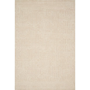 ED ELLEN DEGENERES CRAFTED BY LOLOI Geometric Handmade Tufted Wool Blush/Ivory Area Rug