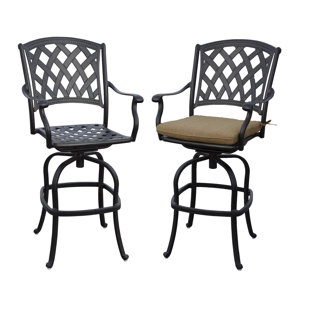 DARLEE Ocean View Patio Bar Height Stools with Cushions-Set of 2