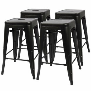 WILLISTON FORGE Lehman 24'' Counter Stool with Metal Frame (Set of 4)