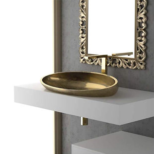 Maestro Bath Nora 15.35'' Gold Leaf Glass Oval Vessel Bathroom Sink