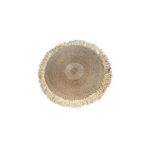 BAZAR BIZAR Round Solid Colour Hand Woven Beige Area Rug