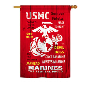 BREEZE DECOR USMC Americana Military Impressions 2-Sided Polyester 40 x 28 in. House Flag