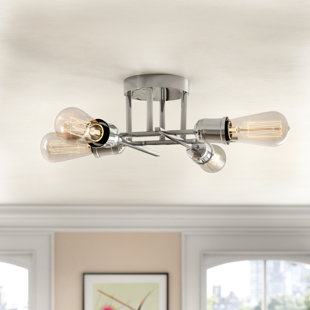 BRAYDEN STUDIO® Nebraska 4 Light 18" Sputnik Modern Linear Semi Flush Mount
