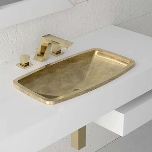 Maestro Bath Pia 12.8'' Gold Leaf Vetro Fredo Rectangular Drop-in Bathroom Sink