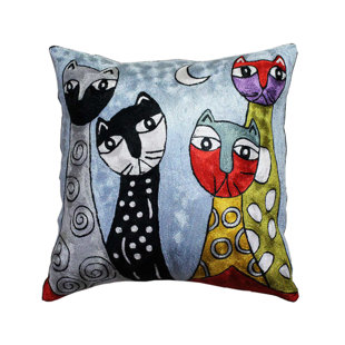 MODETTI USA LLC Taj Hotel Picasso Quadruplets Hand Embroidered Throw Pillow Cover