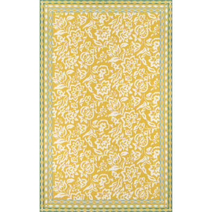 MADCAP COTTAGE BY HOWARD ELLIOTT COLLECTION Under A Loggia Handmade Hand Hooked Performance Yellow Rug
