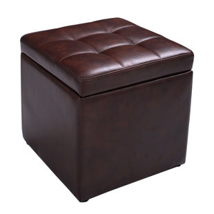 SYMPLE STUFF 40Cm Wide Faux Leather Rectangle Storage Ottoman