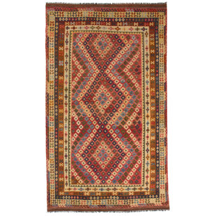 CARPETFINE Handgefertigter Kelim-Teppich aus Wolle in Rot/Braun