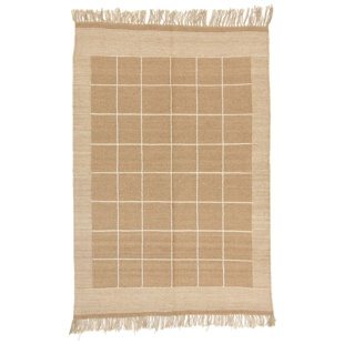 CARPETFINE Handgefertigter Kelim-Teppich aus Wolle in Beige