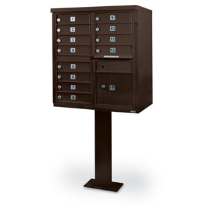 POSTAL PRODUCTS UNLIMITED, INC. 12 Door Front Load 4C Horizontal Cluster Box Unit with 2 Parcel Lockers