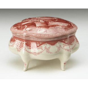 AA IMPORTING Oval Footed Porcelain Decorative Box
